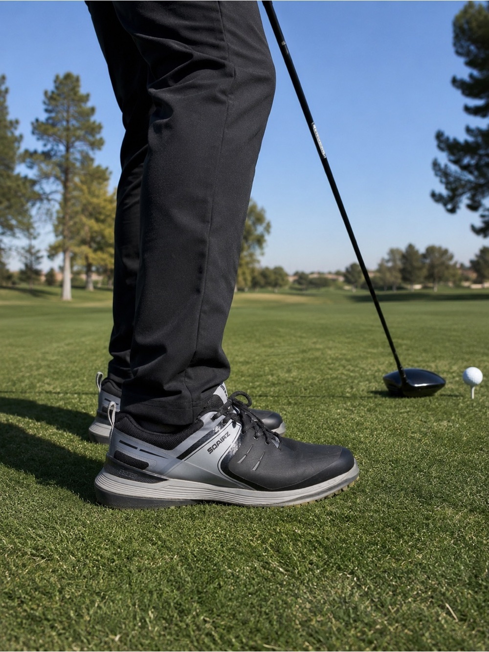 SQAIRZ Speed Men’s Golf Shoes Size 11.5 Black Gray Spikeless Performance